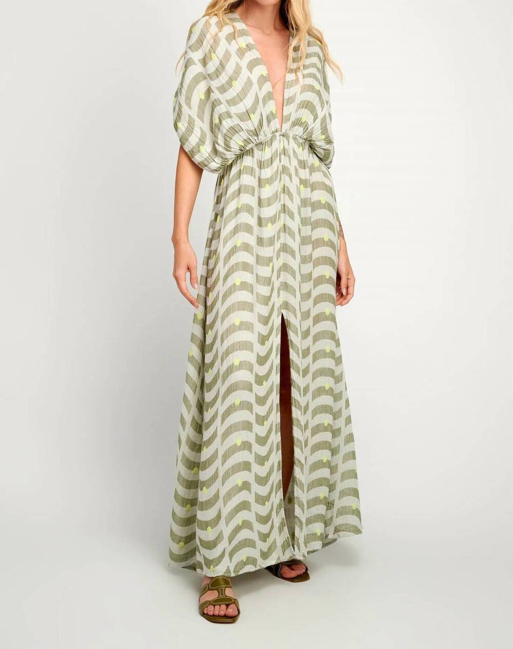 NEW PEARL AND CAVIAR agistri maxi dress in khaki